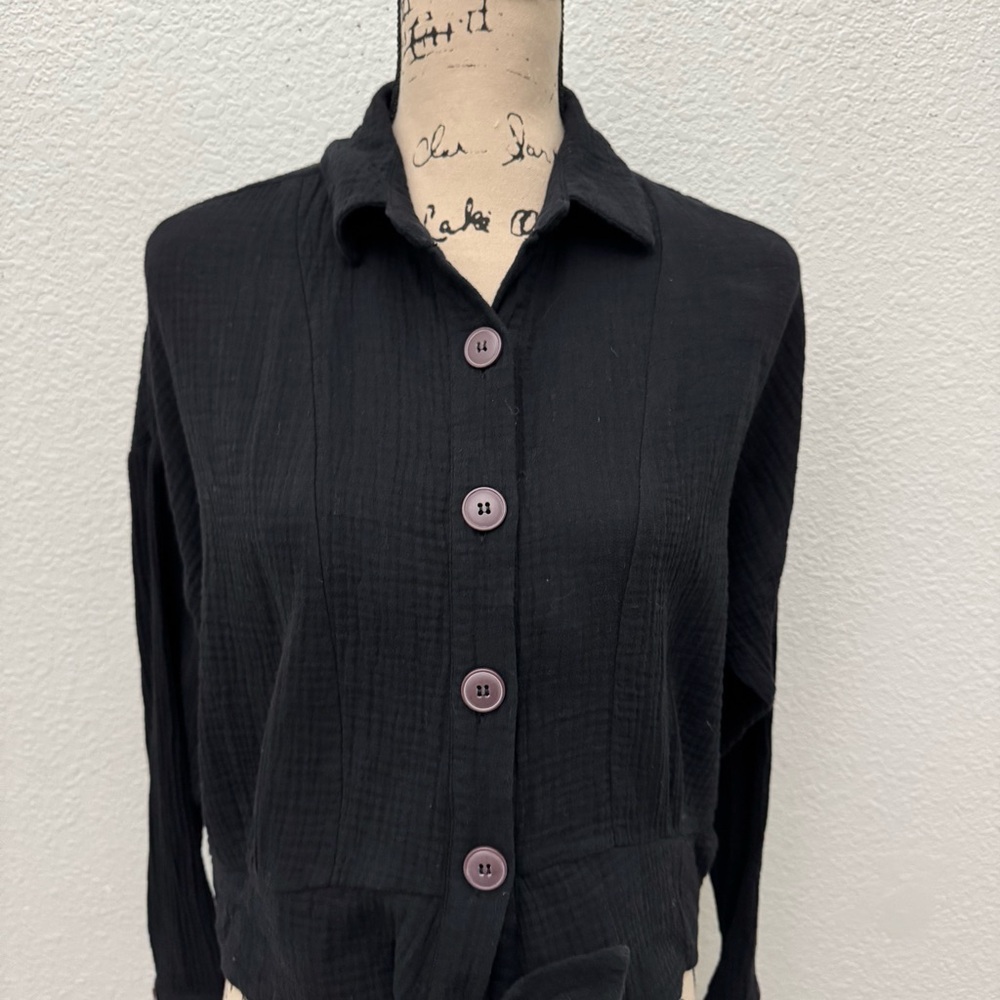 Free People Sunstreaks Tie Front Top Blouse Size Small - Picture 3 of 13